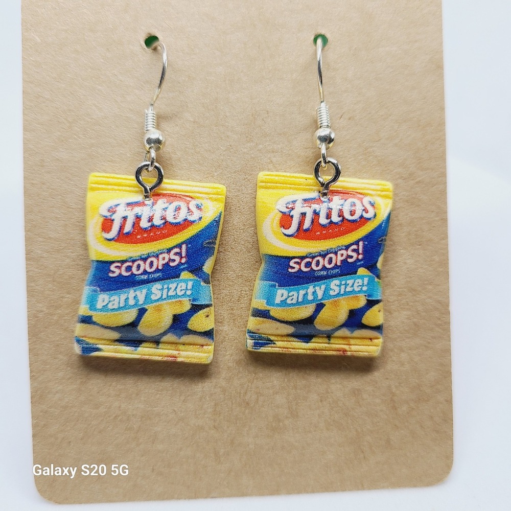 Handmade Chip Theme Dangle Drop Earrings 1.5 inches Women's Jewelry NEW Y2K Gift